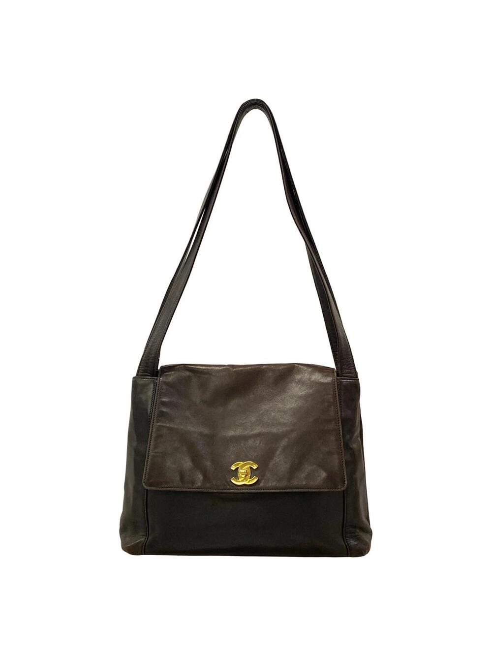 Chanel Dark Brown Lambskin Shoulder Bag #351017C17B